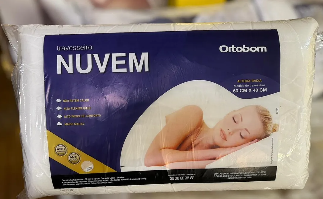 Travesseiro Ortobom Nuvem Ortobom | 60cm x 40cm | Espuma Hiper Soft
