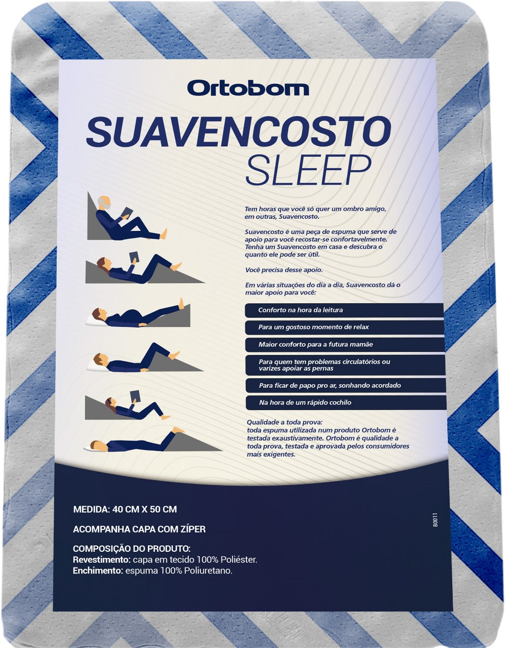 Encosto Ortobom Suavencosto Sleep | Apoio Anatômico Multiuso | 55x40cm