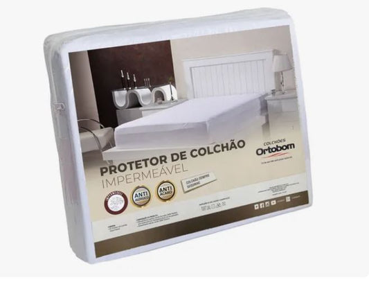 Protetor de Colchão Impermeável Ortobom | Solteiro, Casal e Queen | Tecido Poliéster com Poliuretano